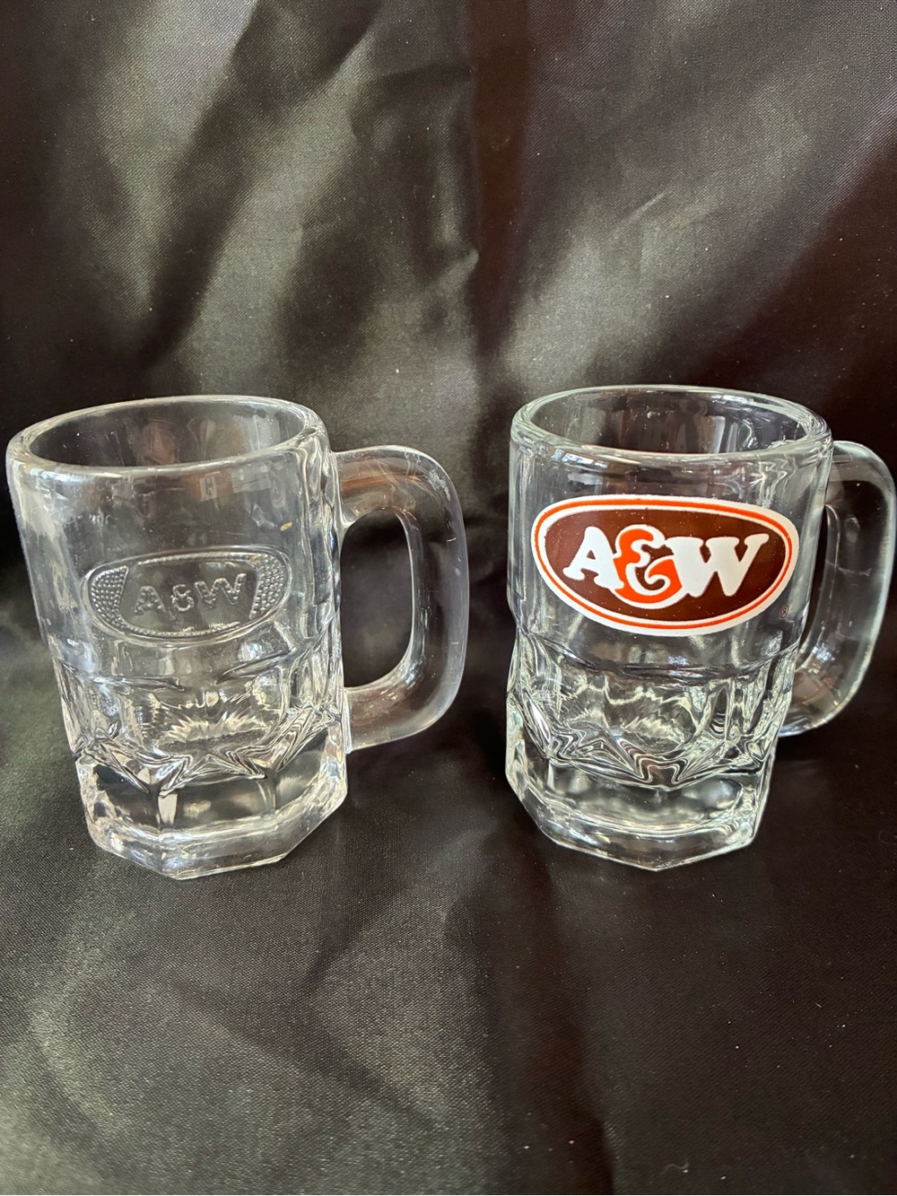 Vintage Embossed Glass A&W Logo Root Beer Kid's Mini Mug